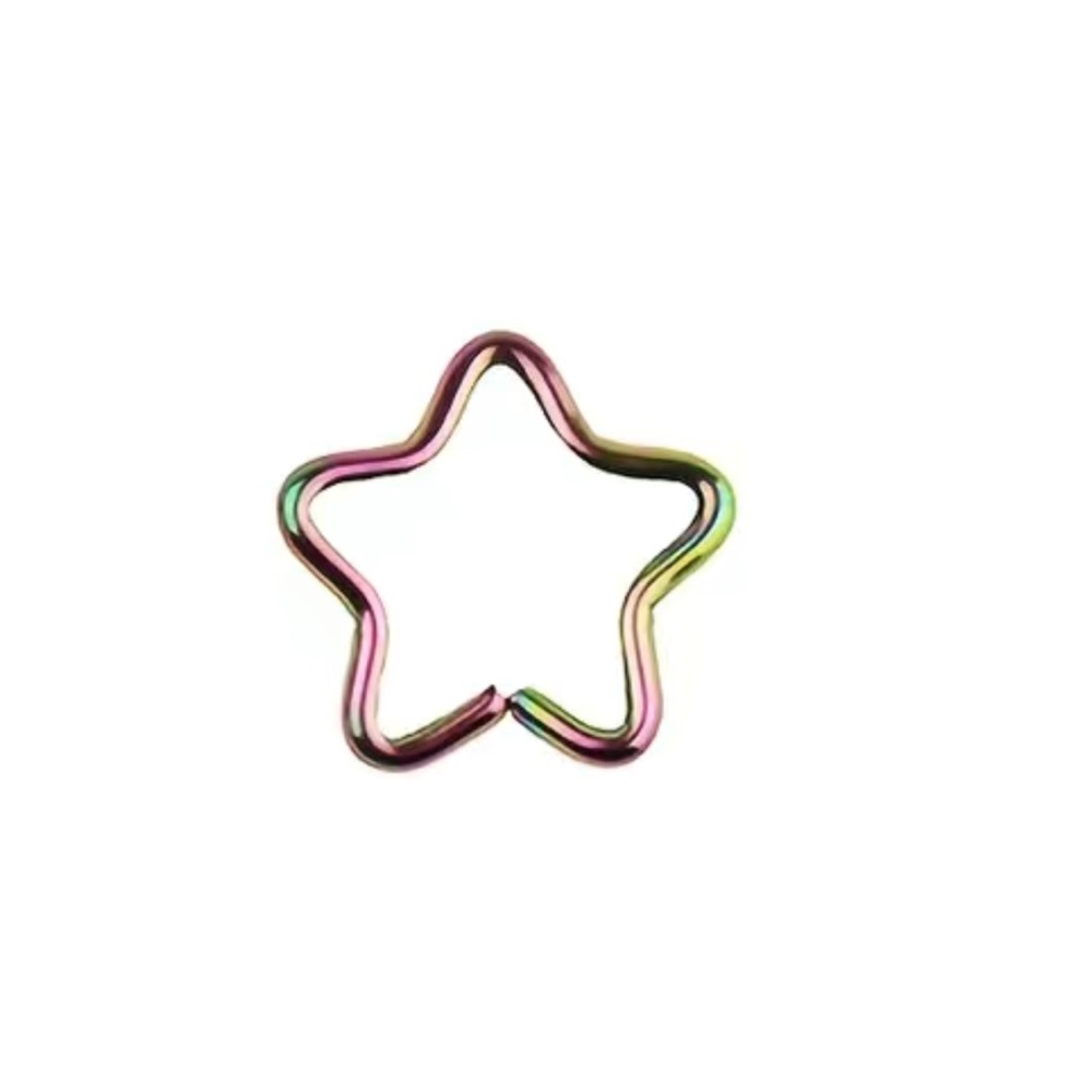 Tiny Rainbow Stainless Steel Star Fixed Hoop